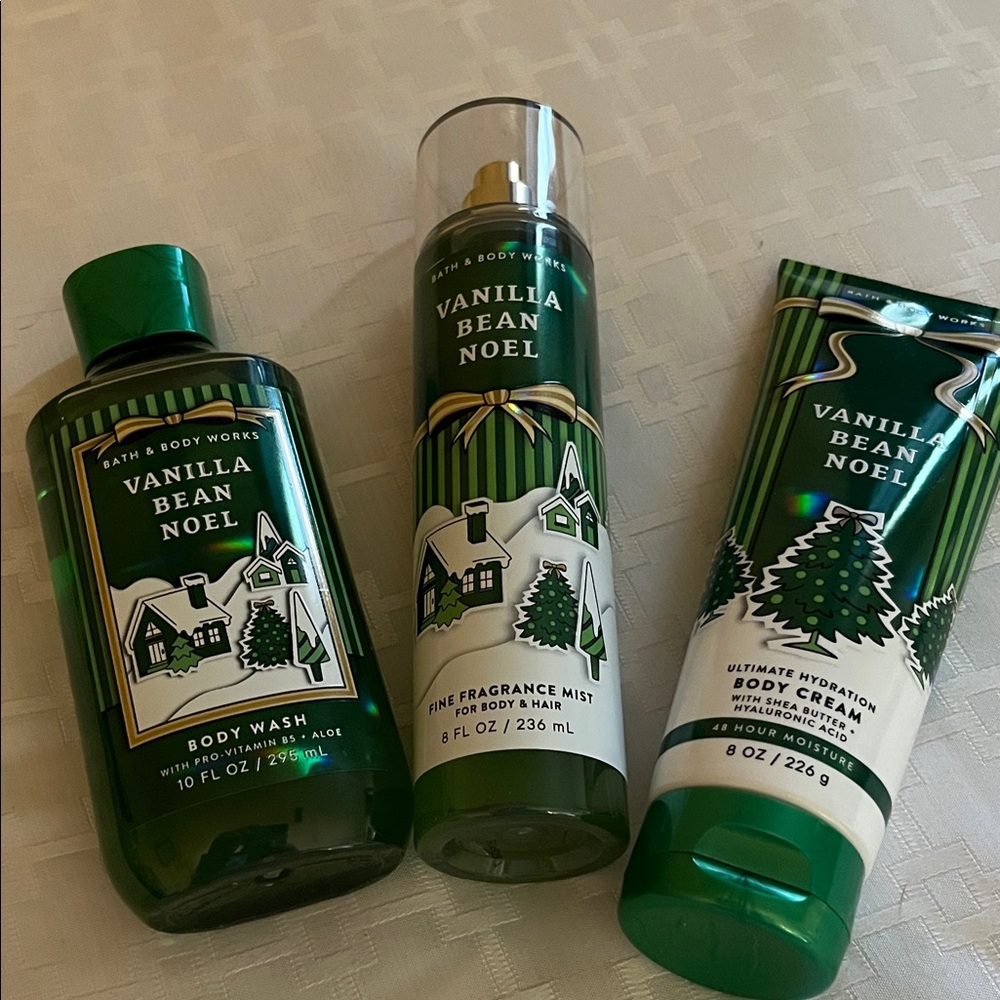 Bath & Body Works Vanilla Bean Noel Body Wash Set - Green and White